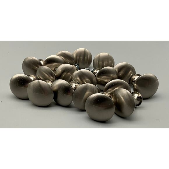 Replacement ~ Brushed Nickel Round Cabinet Door Hardware Pulls Set of 18 - Picture 1 of 3